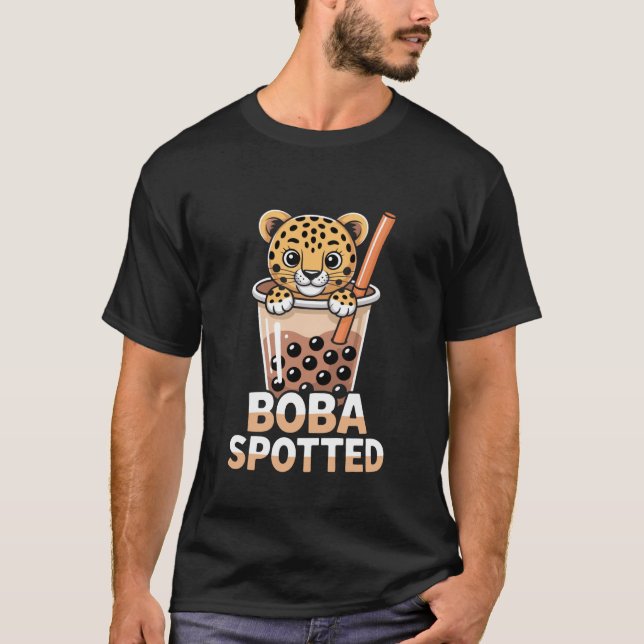 Boba Spotted Funny Bubble Tea Leopard Cub T-Shirt (Vorderseite)