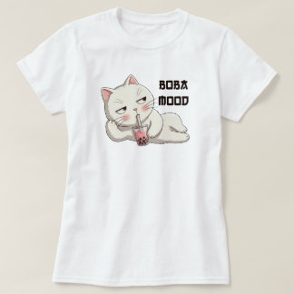 Boba Stimmung Kawaii Fauler Katze Japanischer Stil T-Shirt