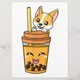 Boba Tapioca Perlen Blubble Milk Tee Drink Corgi D Menükarte