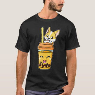 Boba Tapioca Perlen Bubble Milchtee Getränk Corgi  T-Shirt