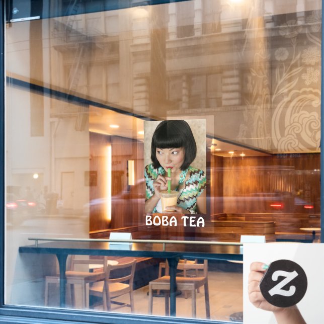 Boba Tea Bubble Drink Advertisement Fenster Klamme Fensteraufkleber (Café-Fenster)