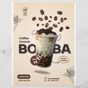 Boba Tea Café Flyer, Menü für kleine Unternehmen