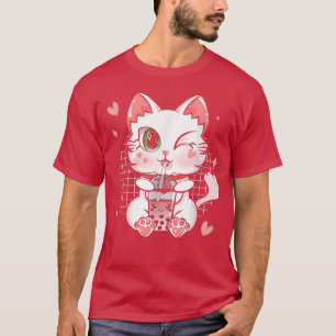 Boba Tea Cat Bubble Tea Katze Kawaii Anime Neko Gi T-Shirt