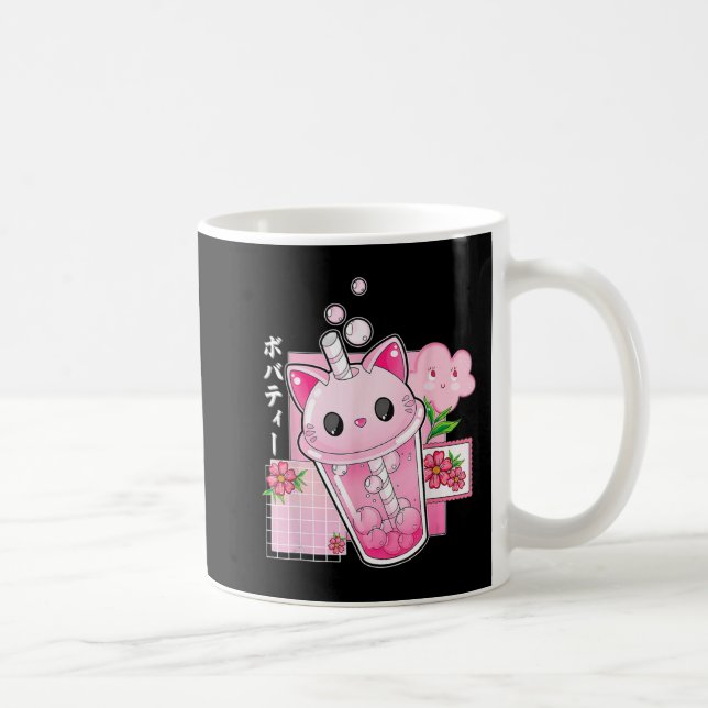 Boba Tea Cat Bubble Tea Kawaii Anime Japanisches M Kaffeetasse (Rechts)