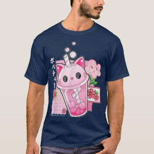 Boba Tea Cat Bubble Tea Kawaii Anime Japanisches M T-Shirt