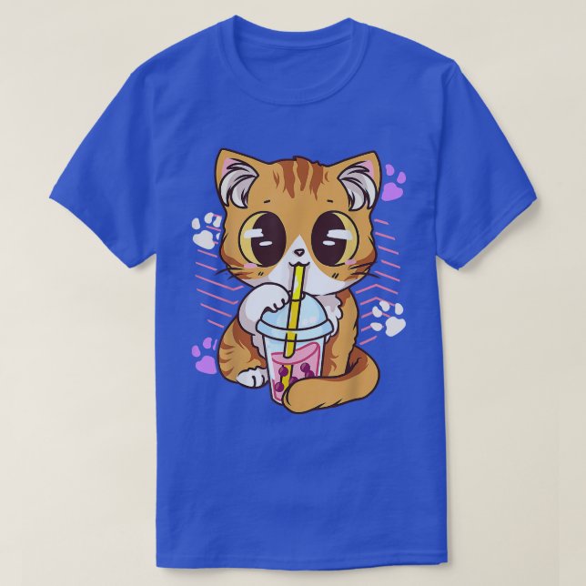 Boba Tea Cat Bubble Tea Kawaii Anime Japanisches M T-Shirt (Design vorne)
