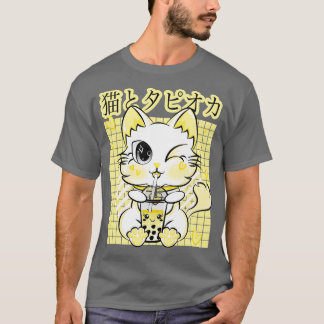 Boba Tea Drinking Neko Kawaii Katze Pastel Retro S T-Shirt