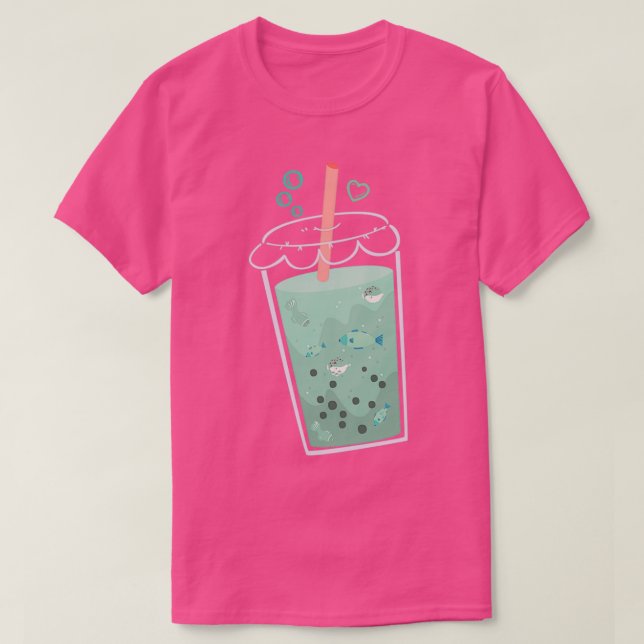 Boba Tea Fish Ocean Trouts und Puffsfische T-Shirt (Design vorne)