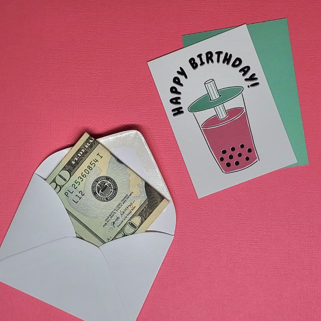 Boba Tea Gift Card / Cash Holder "Happy Birthday!" Mitteilungskarte (Von Creator hochgeladen)