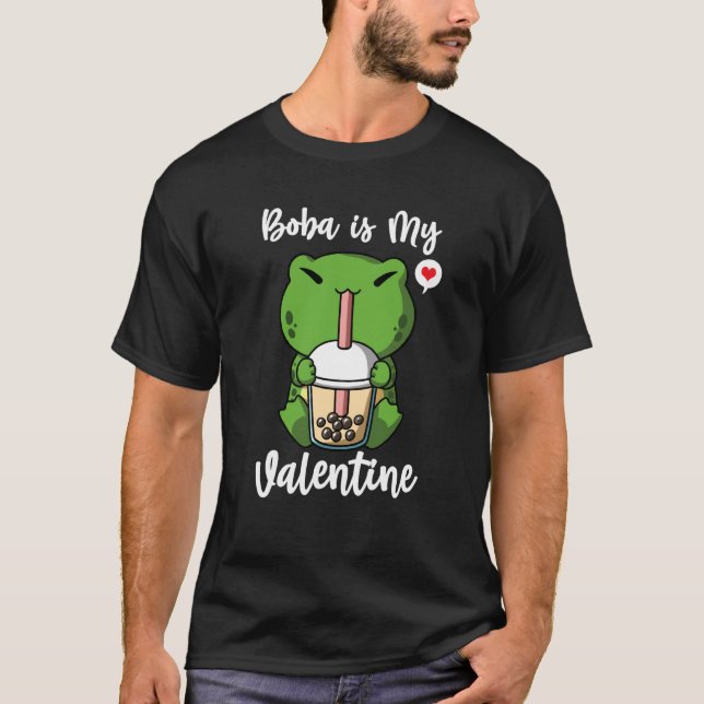 Boba Tea is My Valentine Frog Anti Valentines Day T-Shirt (Vorderseite)
