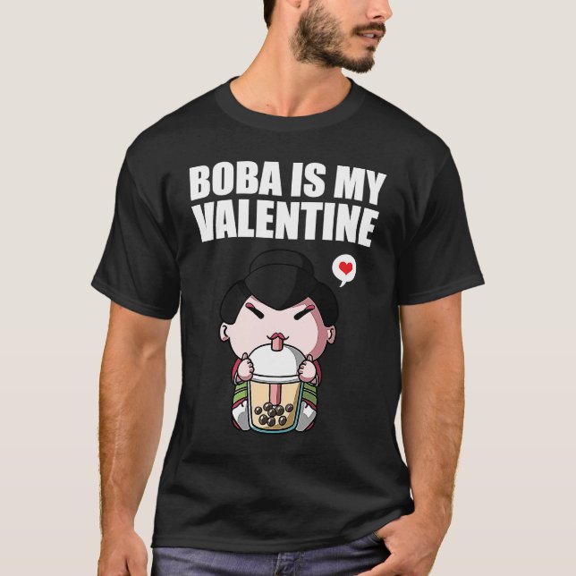 Boba Tea is My Valentine Geisha Anti Valentines Da T-Shirt (Vorderseite)