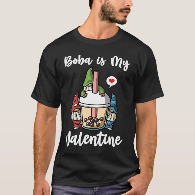 Boba Tea is My Valentine Gnomes Anti Valentines Da T-Shirt (Vorderseite)