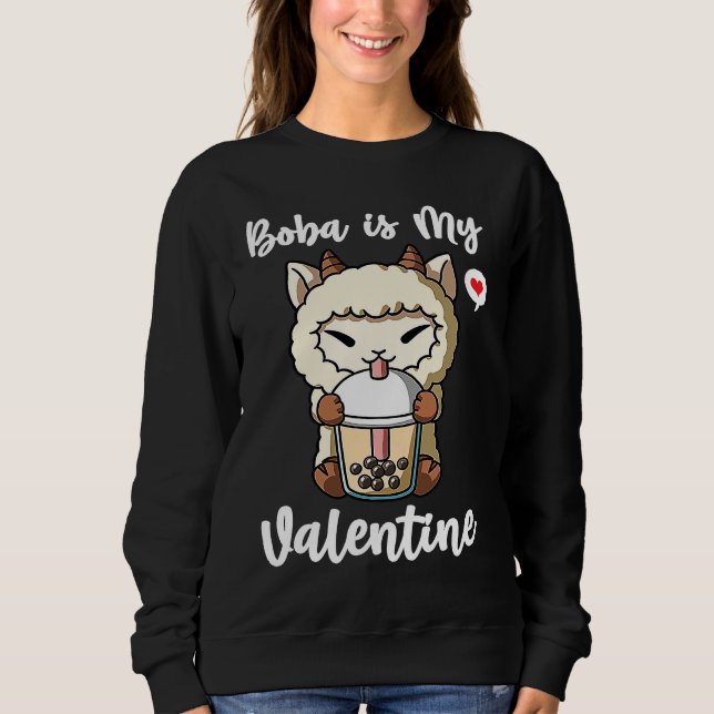 Boba Tea is My Valentine Sheep Anti Valentines Day Sweatshirt (Vorderseite)