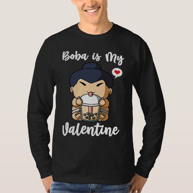 Boba Tea is My Valentine Sumo Wrestler Anti Valent T-Shirt (Vorderseite)