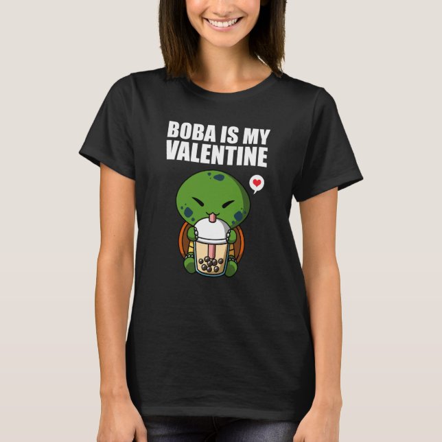 Boba Tea is My Valentine Turtle Anti Valentines Da T-Shirt (Vorderseite)