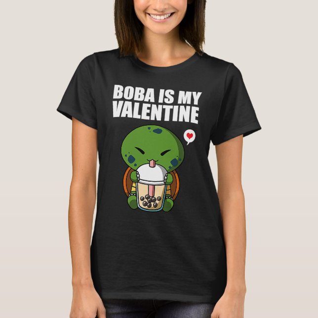 Boba Tea is My Valentine Turtle Anti Valentines Da T-Shirt (Vorderseite)