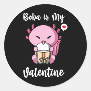 Boba Tea ist mein ValentinalAxolotl Anti-Valentine Runder Aufkleber