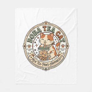 Boba Tea Katze Boba Tea Katze Vintage Vektor Art S Fleecedecke