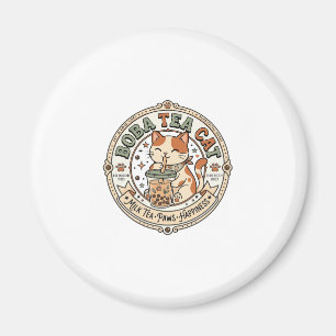 Boba Tea Katze Boba Tea Katze Vintage Vektor Art S Magnet