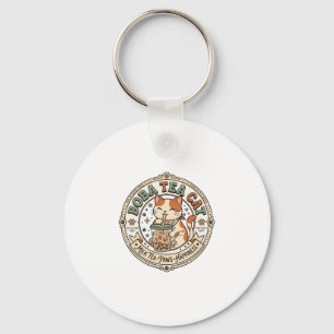 Boba Tea Katze Boba Tea Katze Vintage Vektor Art S Schlüsselanhänger