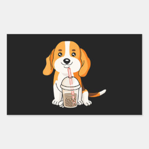 Boba Tea Kawaii Japanischer Anime Beagle Lover Ges Rechteckiger Aufkleber