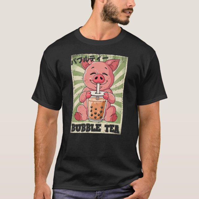 Boba Tea Pig Bubble Tea T-Shirt (Vorderseite)