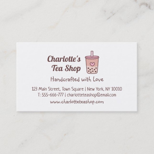 Boba Tea Shop und Royalty Business Cards Visitenkarte (Vorderseite)