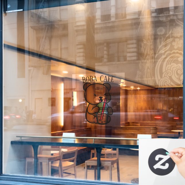 Boba Tee, Blubble Milch Tee Fensteraufkleber (Café-Fenster)
