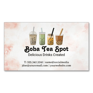 Boba-Tee-Getränkevielfalt Magnetische Visitenkarte