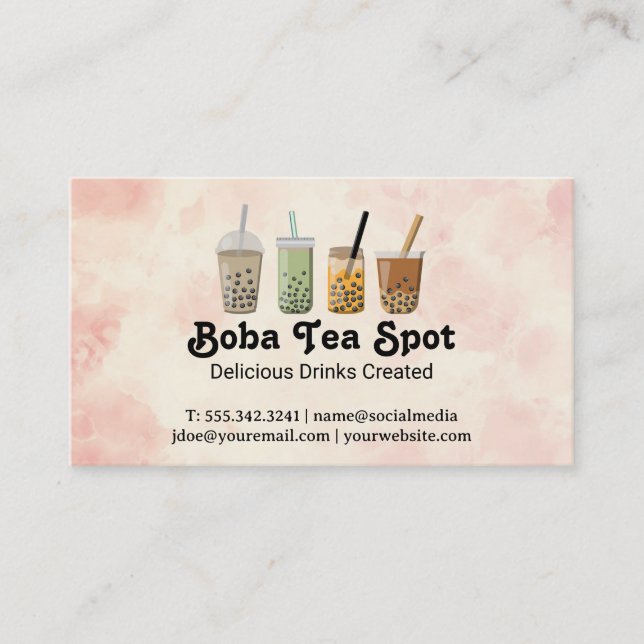 Boba-Tee-Getränkevielfalt Visitenkarte (Vorderseite)