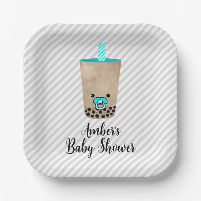 Boba Tee Inspirierte Babydusche Pappteller (Vorderseite)