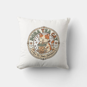 Boba-Tee-Katze Boba-Tee-Katze Vintage-Vektor-Art-S Kissen
