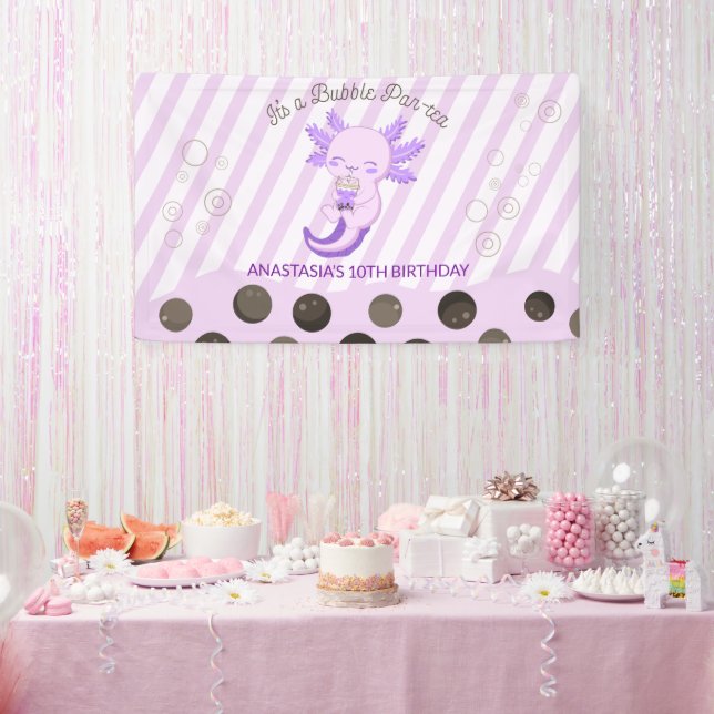 Boba Tee Lila Axolotl Geburtstagsparty Banner (Party)