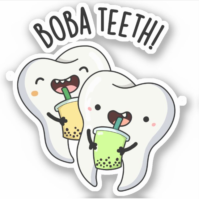 Boba Teeth Funny Boba Tea Pun Aufkleber (Vorderseite)