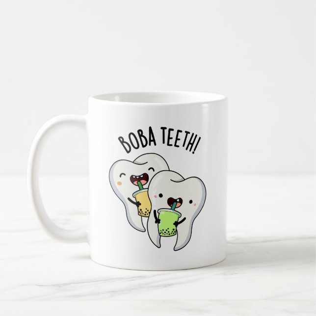 Boba Teeth Funny Boba Tea Pun Kaffeetasse (Links)