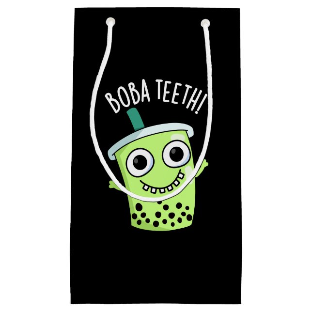Boba Teeth Funny Boba Tee Pun Dark BG Kleine Geschenktüte (Vorderseite)