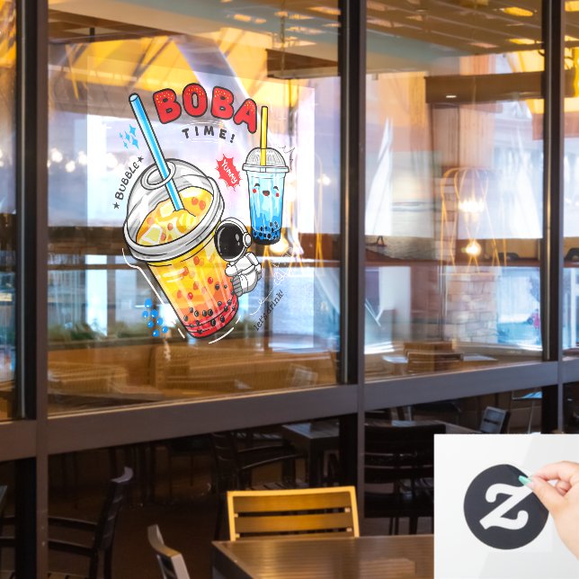 Boba Time Bubble Tea Drinks Business Fensteraufkleber (Restaurantfenster)