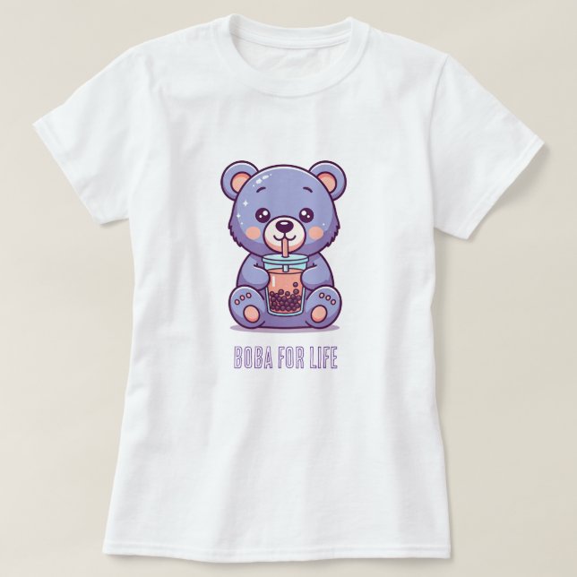 Boba-Trink-lila-Bär T-Shirt (Design vorne)