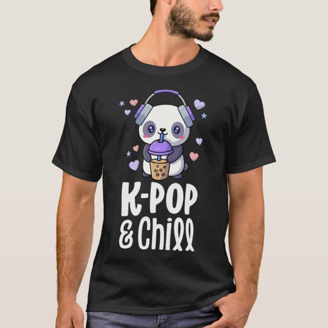 Boba und KPop Kawaii Panda Bubble Tea KPop Falken T-Shirt (Vorderseite)