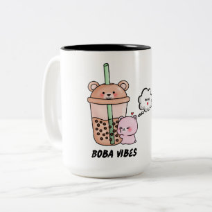 Boba Vibes, Niedlicher Trinkbehälter für Bubble Te Zweifarbige Tasse