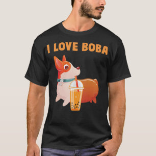 Boba Welsh Corgi Pembroke Bubble Tea Kawaii T-Shirt