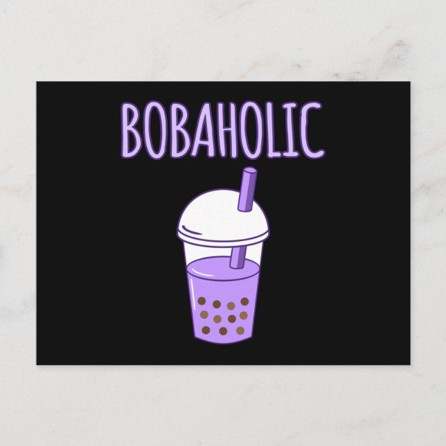 Bobaholic Bubble Boba Kawaii Tea Graphic Postkarte (Vorderseite)