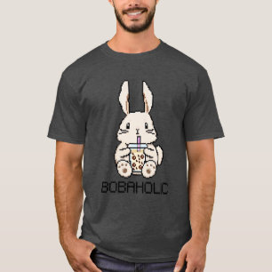 Bobaholic Pixel Bunny Lieben Boba Tea T-Shirt