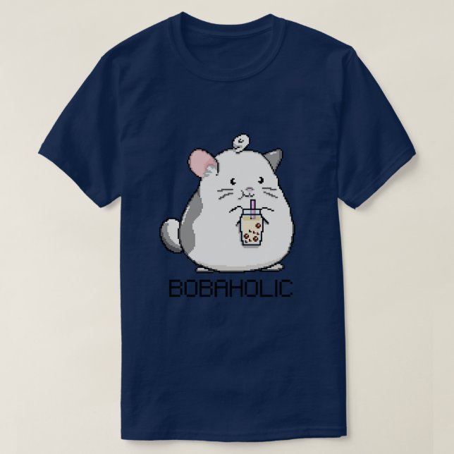 Bobaholic Pixel Mouse Lieben Boba Tea T-Shirt (Design vorne)