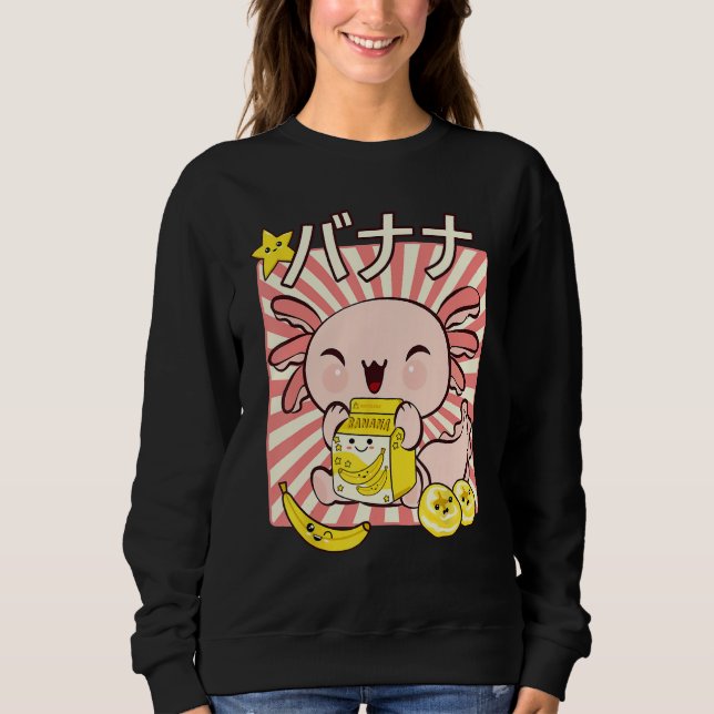 Bobalotl Axolotl Banana Milk Carton Drinking Boba  Sweatshirt (Vorderseite)