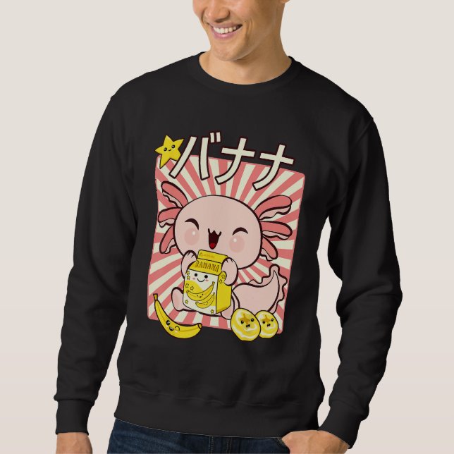 Bobalotl Axolotl Banana Milk Carton Drinking Boba  Sweatshirt (Vorderseite)