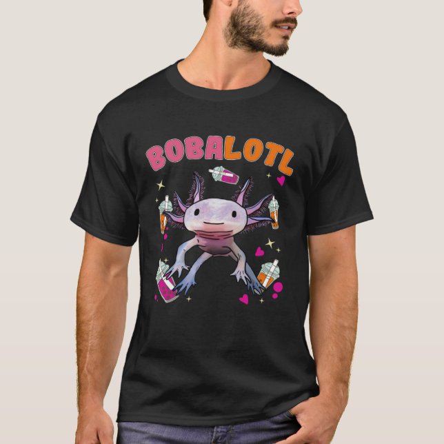 Bobalotl Axolotl Boba Tea Bubble Milk T-Shirt (Vorderseite)