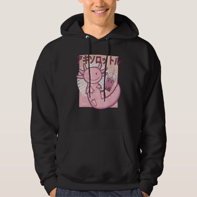 Bobalotl Axolotl Milk Tea Axolotl Drinking Boba Te Hoodie (Vorderseite)