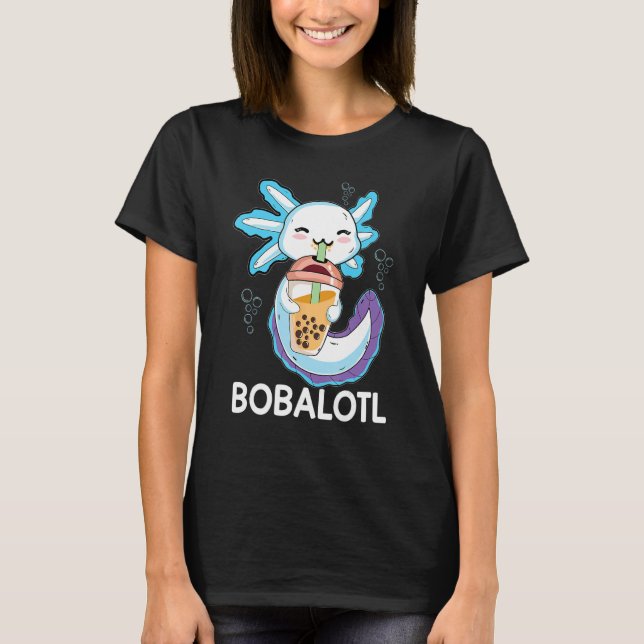 Bobalotl Axolotl Milk Tea Axolotl Drinking Boba Te T-Shirt (Vorderseite)