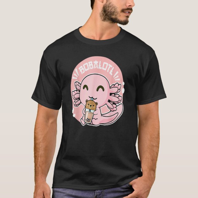 Bobalotl Axolotl Milk Tea Axolotl Drinking Boba Te T-Shirt (Vorderseite)
